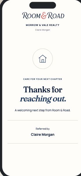 Moving request confirmation and contact screen.