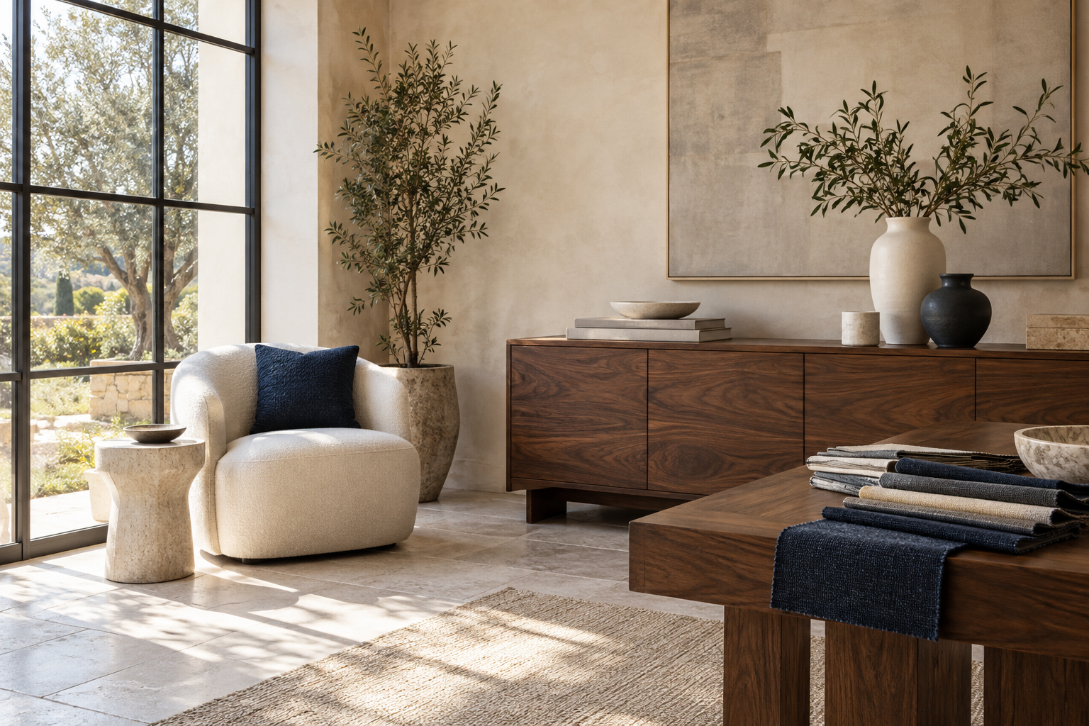 An inviting furniture showroom with carefully arranged pieces.